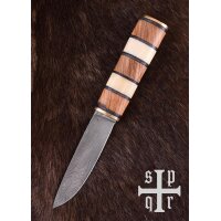 Wikinger-Messer aus Damaststahl mit Holz-/Knochengriff