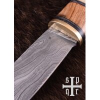 Wikinger-Messer aus Damaststahl mit Holz-/Knochengriff